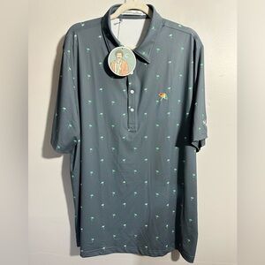 NWT Criquet Men’s XXL Gray With Flags Polo Performance Short Sleeve Golf Shirt